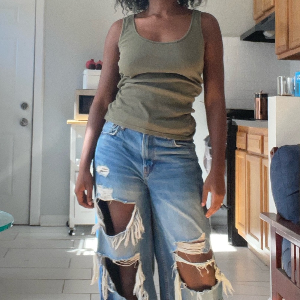 Derek Heart Olive Ribbed Tank Top